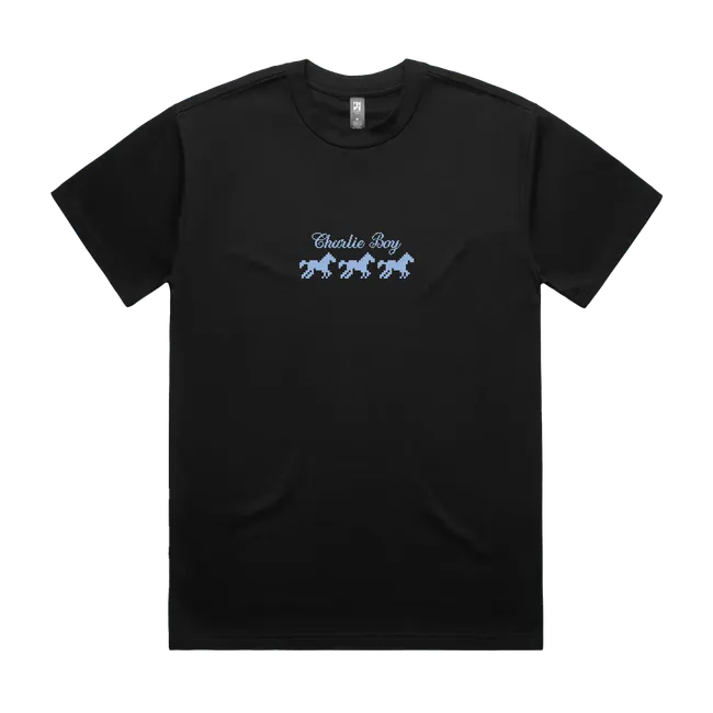 Pixel Blue Horses Graphic Tee