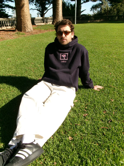 Pixel Petals Embroidered Box Hoodie