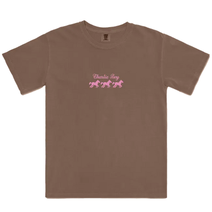 Pink Horsies Brown Graphic Tee